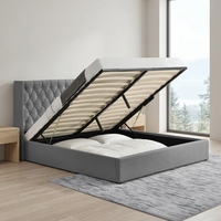 Anker — meuble de lit moderne, lit en tissu velours, avec bouton, aile latérale, rangement, grande taille, 1152G