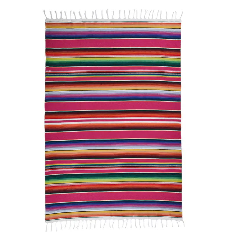 Gewebte Streifen Regenbogen Party Dekoration Tisch Sofa Staubs chutz Mexikanische Serape Decke mit Quasten