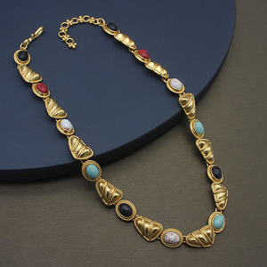 <span class=keywords><strong>Bijoux</strong></span> européens et américains Niche cuivre série rétro pierre collier boucles d'oreilles ensemble vieilli géométrique Vint pour cadeau - Product Image 5