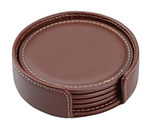 Juego <span class=keywords><strong>de</strong></span> Posavasos Redondos <span class=keywords><strong>de</strong></span> Cuero Reconstituido Vintage, con Logotipo Personalizado, Regalo Promocional, Corporativo, para Bodas, Aniversarios, Bares - Product Image 3