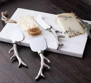 Juego de cuchillos de queso de 3 piezas de Metal hechos a mano de la mejor venta con mango de asta texturizado para boda fiesta restaurante Hotel - Product Image 5