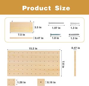 JUNJI Wooden Pegboard <strong>Peg</strong> Board Accessory Kit Modular <strong>Hanging</strong> for Wall Organizer for Entry Way Home Kitchen Organizer - Product Image 5