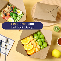 Conteneur alimentaire à emporter en papier kraft à paroi simple, écologique, recyclable, imperméable, avec logo personnalisé