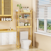 Étagère de rangement pour salle de bain en bambou Unho: étagère de rangement autoportante au-dessus des toilettes avec 3 étagères réglables