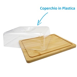 Planche à découper rectangulaire en bambou avec couvercle transparent 24x18,5x8,5 cm, plateau de service pour fromage - Product Image 4
