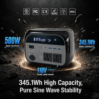 500W Tragbare Powerstation 345,1Wh 110V AC-Steckdose Solargenerator für Camping, Wohnmobil, Reisen, Notfälle und Heim-Notstromversorgung