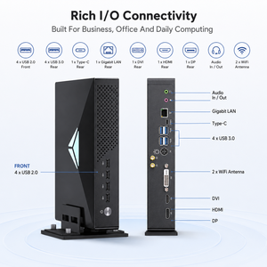 มินิพีซี แรมสูงสุด 64GB  SSD 1TB Intel I9 คอมพิวเตอร์ขนาดเล็ก รองรับจอแสดงผล 8K สี่จอ +DP+Type-C/<span class=keywords><strong>WiFi</strong></span>/BT สำหรับใช้ในบ้าน/ธุรกิจ - Product Image 3