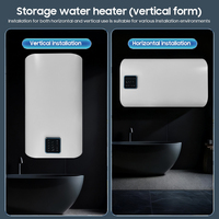 Calentador de Agua Eléctrico de Doble Tanque con Recubrimiento de Esmalte, de 30L a 100L, Plano, Vertical, Ultrafino, con Pantalla Táctil y Capacidad WiFi Opcional