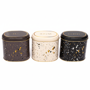 Oval Metal Storage <b>Box</b> <b>Set</b> 140 x 120 x 130 mm 1.4L (<b>Set</b> of 3 ) Terrazo Terrazo Design - Product Image 2