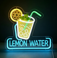 Enseigne néon LED personnalisée pour eau citronnée, publicité pour bar à jus, café, décoration, signalétique de boissons aux fruits, étanche IP65, lumière 3D à intensité variable