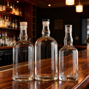 Bouteille de liqueur de whisky, de gin, de tequila, de <span class=keywords><strong>vodka</strong></span> en verre transparente ronde avec bouchon, logo personnalisé, 500 ml, 750 ml, 1000 ml - Product Image 3
