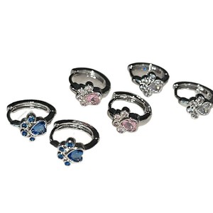 新作日本と韓国の猫の耳ループと耳リングかわいい女性スタイルピンクダイヤモンドがちりばめられたハート型イヤリング女性用 - Product Image 5