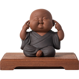 Statuetta Teapot Zisha a forma di monaco, ispirata allo Zen, in stile cinese, decorazione per la casa, soggiorno, sala da tè; Simpatico piccolo novizio - Product Image 5