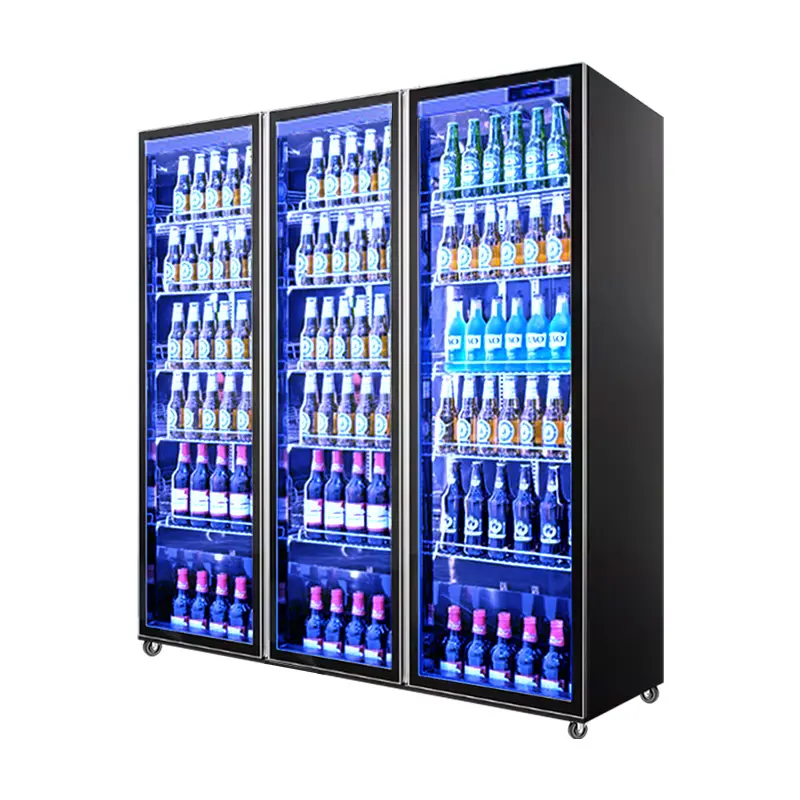 Congélateur d'affichage commercial 900L réfrigérateur à 2 portes refroidisseur d'affichage de boissons/congélateur vitrine debout