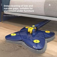 Serpillère microfibre rotative à 360° en forme de X, mains libres, avec plateau en plastique, manche télescopique en acier, écologique, pour le nettoyage des sols domestiques