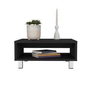 Table basse noire de 10,6 pouces de hauteur avec 4 pieds et 1 étagère - Product Image 5