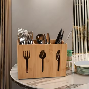 Bán Buôn Tre Bằng Gỗ Tổ Chức Nhà Hàng Bàn Muỗng Dao Kéo Ăn Uống Đồ Dùng Chủ <span class=keywords><strong>2</strong></span> Ngăn Nhà Bếp Hiển Thị Hộp - Product Image 2