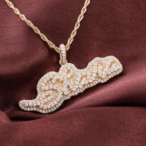 จี้ตัวอักษรโพรวองซ์แบบกำหนดเอง,สร้อยคอประดับเพชร18K สีเหลืองทองจี้ทรงฮิปฮอปหรูหราอุปกรณ์เสริมสำหรับปาร์ตี้ - Product Image 6