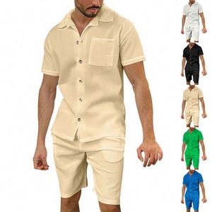 Men's <strong>Tracksuits</strong> <strong>Classic</strong> Two Piece Sets Men Casual Button Lapel Short Sleeve Shirts and ShortsStyle Suits Mens Clothing Summer - Product Image 4