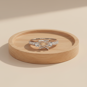 Bague de fiançailles semi-montée en or rose et blanc 18 carats massif, avec diamant naturel véritable, design classique de haute qualité, pour femmes - Product Image 6