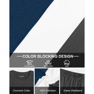 Mens 2 Piece Sweatsuit Color Block Long Sleeve Top With <b>Joggers</b> Sweatpants Casual Track Suit Set Autumn Breathable Loungewear - Product Image 6