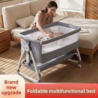 Berceau portable en tissu peluche pour bébé, lit pliant multifonctionnel pour chevet, lit de voyage réglable en hauteur, sac en maille respirante