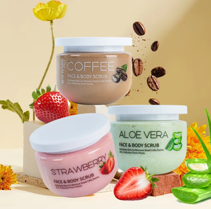 250ML Wholesale in Stock Coffee Strawberry Aloe Vera Face <b>Body</b> <b>Scrub</b> Deep Cleansing Exfoliator - Product Image 1