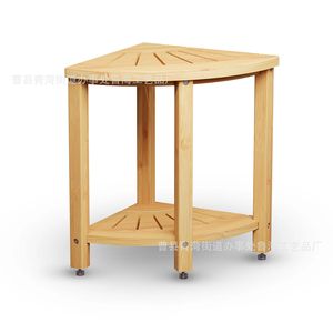 Tabouret d'angle de salle de bain en bois Lu Hai, taille personnalisable avec étagère, pour utilisation aux toilettes et sous la douche - Product Image 1