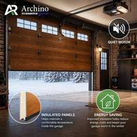 Porte de garage sectionnelle en alliage d'aluminium isolée de qualité supérieure, finition grain de bois, texture chêne, commande automatique, garantie 5 ans pour l'énergie