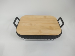 Revêtement en verre réutilisable pour friteuse à air avec anneau en silicone amovible, feuilles pour friteuse à air <span class=keywords><strong>Ninja</strong></span> Foodi DZ201/DZ401/DZ550, sans BPA - Product Image 2