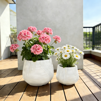 Set Pot Tanaman Beton Bergaris Minimalis Modern Ramah Lingkungan untuk Dekorasi Taman Dalam dan Luar Ruangan