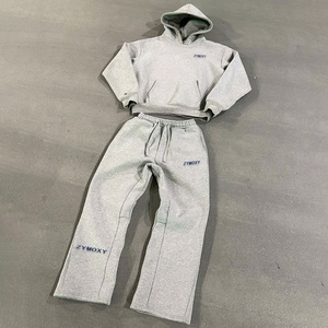 Ensembles de survêtements amples et de sweats à capuche de haute qualité en gros – Survêtements personnalisés gris pour hommes, unis et vierges, pour le fitness et le sport - Product Image 4