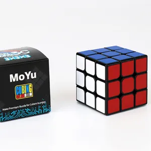 MOYU 3D Magic Cube Puzzle Sticker Kecepatan Halus Kubus Hitam-putar Asah Otak IQ Mainan Hadiah untuk Anak-anak