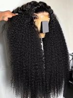 Perruque en cheveux humains indiens bruts, ondulée profonde, bouclée, avec dentelle frontale complète, densité 180, dentelle HD 13x6