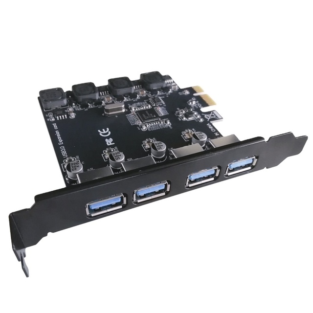 WINTEK PCI Express 1X to 4 Ports USB 3.0 Adapter Card 5GB/s Speed VL805 Chip BLACK Stock GUANGDONG