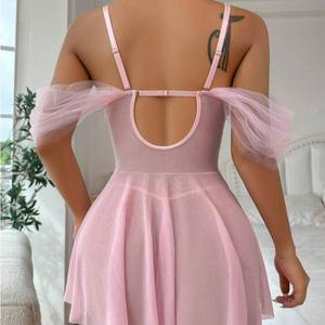 Commerce extérieur européen et américain nouveau Style Sexy Lingerie femmes <span class=keywords><strong>maille</strong></span> brodé Floral chemise de nuit <span class=keywords><strong>Homewear</strong></span> Sexy ensemble - Product Image 4