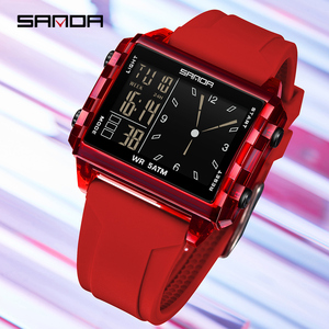 Sanda 6273 thời trang đồng hồ điện tử cho người đàn ông sáng 5ATM Đồng hồ chống thấm nước thể thao ngoài trời giản dị phụ nữ kỹ thuật số Đồng hồ đeo tay - Product Image 5