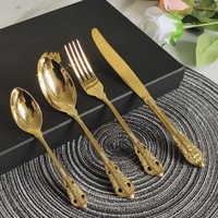 Ensemble de couverts en acier inoxydable doré de luxe, élégants pour les réceptions de mariage, les hôtels, les restaurants, la table à manger