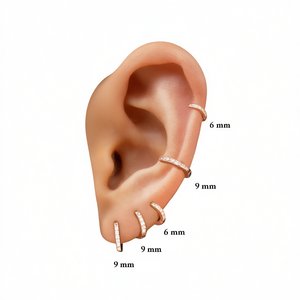 Orecchini a Cerchio Placcati in Oro Rosa con Cristalli e Strass 6Mm 9Mm, Gioielli Unisex Geometrici alla Moda - Product Image 1