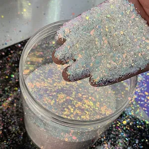 50g/bolsa Purpurina hexagonal holográfica gruesa para uñas, polvo de purpurina para puntas de uñas, escamas de sirena, purpurina brillante, cristal de resina para maquillaje - Product Image 5