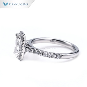 Gemme Tianyu su misura 2ct taglio smeraldo Lab Diamond E VVS2 E halo Lab Diamond 14k anello di fidanzamento in oro bianco da donna - Product Image 2