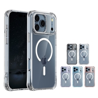 Coque magnétique transparente pour iPhone 17, cadre de caméra en métal, bouton TPU + PC, charge sans fil, couverture de téléphone portable pour iPhone 17 Pro Max