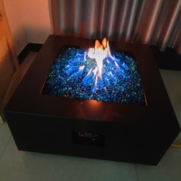 Table de foyer d'extérieur avec gaz propane, table de feu carrée moderne pour jardin en plein air