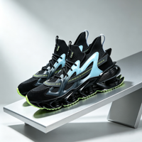 Sepatu Sneakers Urban Tech Blade Cushion Solid Lace-Up Mesh Putih Biru Muda Oranye Desain Trendi Nyaman untuk Berjalan dan Olahraga