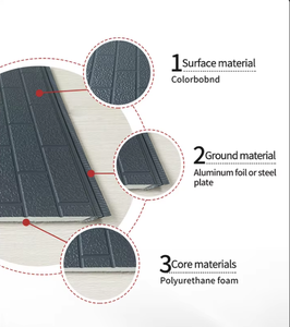Panneau sandwich en PU gravé métallique ignifuge et résistant à l'eau, isolation murale extérieure, prix <span class=keywords><strong>de</strong></span> gros abordable pour chambre froide, entrepôt et extérieur - Product Image 3
