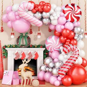Kit <span class=keywords><strong>de</strong></span> Arco <span class=keywords><strong>de</strong></span> Guirnalda <span class=keywords><strong>de</strong></span> Globos Navideños Rosa, Rojo y <span class=keywords><strong>Blanco</strong></span> con Globo <span class=keywords><strong>de</strong></span> Papel <span class=keywords><strong>de</strong></span> Aluminio con Diseño <span class=keywords><strong>de</strong></span> Bastón <span class=keywords><strong>de</strong></span> Caramelo, Globo Rojo, Rosa y Plateado para Fiesta <span class=keywords><strong>de</strong></span> Navidad - Product Image 1