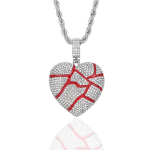 DUYIZHAO colgante de Corazón <span class=keywords><strong>Roto</strong></span> chapado en oro de Hip Hop con cadena de cuerda para hombres y mujeres - Product Image 3