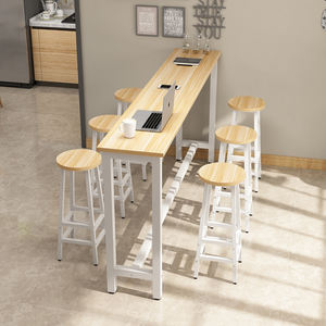 New Design Modern Rectangular Long Wood Particleboard Home Coffee Metal Frame <strong>bar</strong> <strong>Table</strong> and Stools - Product Image 1