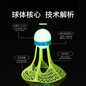 Lot de 3 volants de badminton en nylon, lumineux dans le noir, équipement de sport d'extérieur - Product Image 5