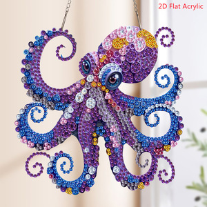Pendentif créatif en acrylique 5D à strass brillants simple face, motif pieuvre, pour peinture <span class=keywords><strong>diamant</strong></span> DIY, produit transfrontalier très vendu - Product Image 1